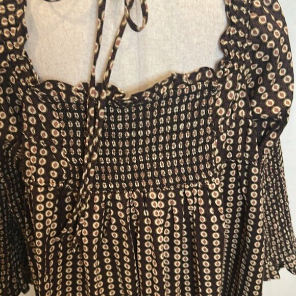 FREE PEOPLE STAR DIP TIERED SMOCKED BUTTON FRONT COTTON DRESS LARGE - Picture 11 of 12